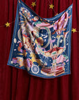 Pop Pony Silk Swill Large Silk Scarf Midnight Blue Scarves Lost Pattern NYC