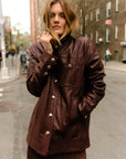 Winifred Leather Jacket Wine Outerwear - Longsleeve Cartolina