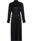 Anina Satin Shirtdress Black Dresses - Midi Rails