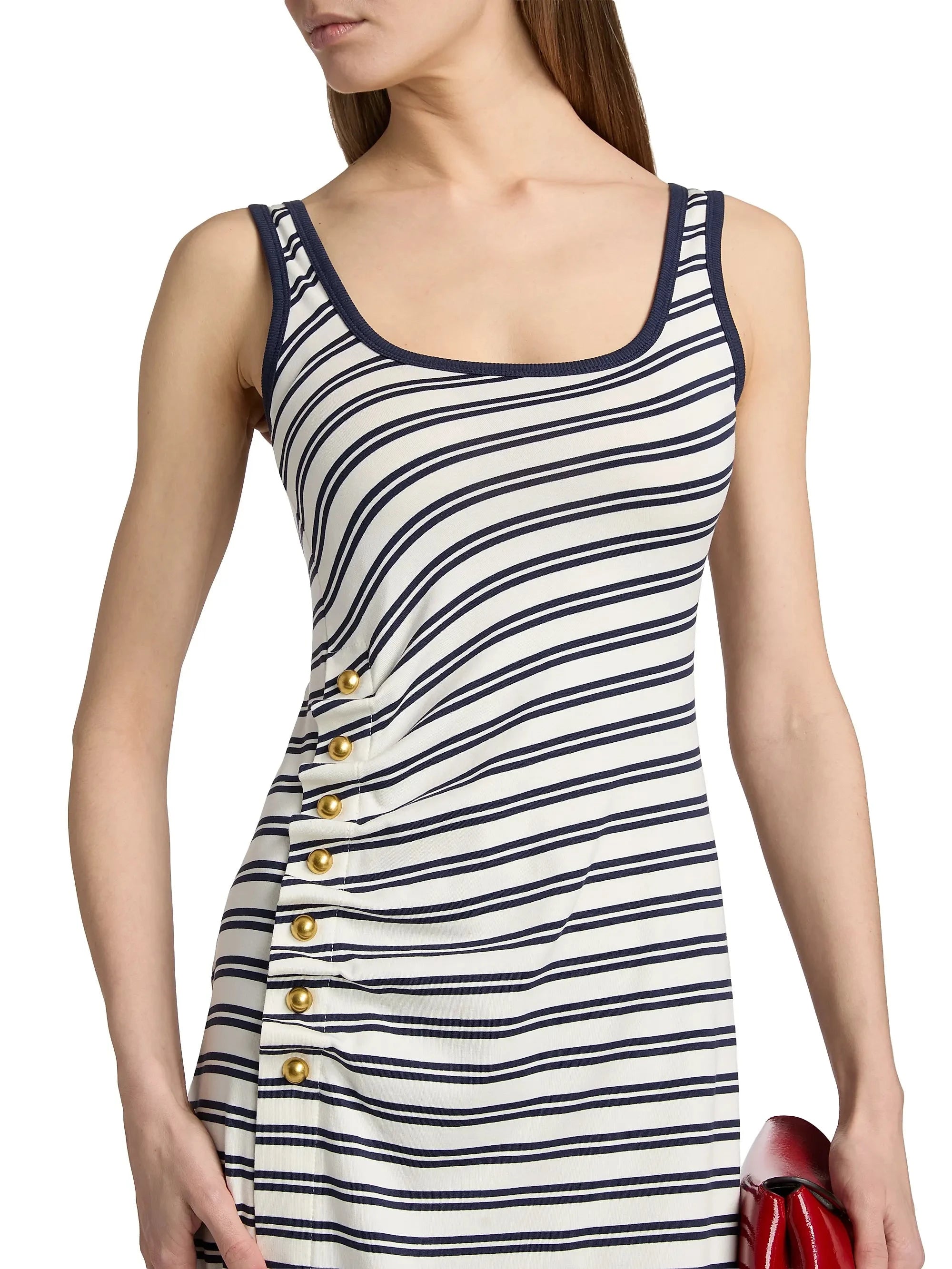 Becker Cotton Jersey Midi Dress Midnight Stripe – Peter Kate