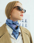 New York in Sketches Silk Scarf Blue Scarves Lost Pattern NYC