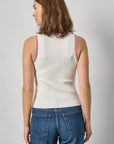 Contrast Trim Knit Tank White Tops - Tanks Lilla P