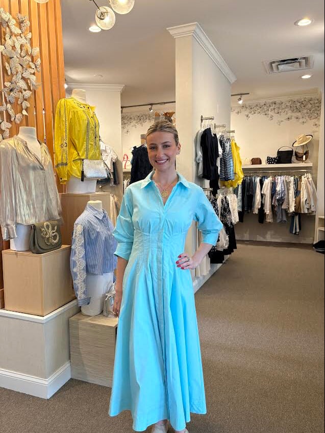 knee length dresses for ladies Jazz Pintuck Midi Dress - Periwinkle Blue Sky