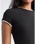 Contrast Devin Tee Black/Ecru Tops - Tees Veronica Beard