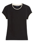 Contrast Devin Tee Black/Ecru Tops - Tees Veronica Beard