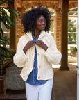 Mini Cotswolds Cropped Cable Knit Cardigan Ivory Sweater - Cardigans Frank & Eileen