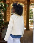 Mini Cotswolds Cropped Cable Knit Cardigan Ivory Sweater - Cardigans Frank & Eileen
