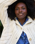 Mini Cotswolds Cropped Cable Knit Cardigan Ivory Sweater - Cardigans Frank & Eileen