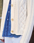 Mini Cotswolds Cropped Cable Knit Cardigan Ivory Sweater - Cardigans Frank & Eileen