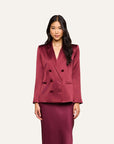 Sena Double Breasted Blazer Merlot Red Jackets - Blazers L'Agence