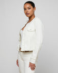 Yarin Collarless Fray Jacket Light Ecru Jackets L'Agence