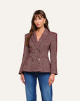 Karima Tweed Blazer Merlot Red/Ecru Jackets - Blazers L'Agence
