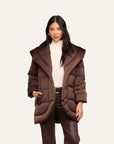 Glacier Shawl Collar Puffer Jacket Dark Java Outerwear - Longsleeve L'Agence