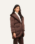 Glacier Shawl Collar Puffer Jacket Dark Java Outerwear - Longsleeve L'Agence