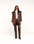 Glacier Shawl Collar Puffer Jacket Dark Java Outerwear - Longsleeve L'Agence