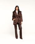 Glacier Shawl Collar Puffer Jacket Dark Java Outerwear - Longsleeve L'Agence