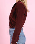 Barry Tailored Button Up Shirt Maroon Corduroy Tops - Button Down Frank & Eileen