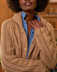 Mini Cotswolds Cropped Cable Knit Cardigan Camel Sweater - Cardigans Frank & Eileen