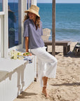 Patty Popover Short Sleeve Henley Yacht Stripe Tops - Tees Frank & Eileen