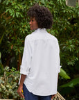 Eileen Ruffle Button Down Shirt White Denim Tops - Button Down Frank & Eileen