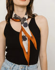 Noir Floral Silk Diamond Neckerchief Caramel Scarves Lost Pattern NYC