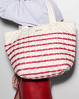 Medium Metro Tote Deluxe Sandshell/Apple Charter Stripe Tote & Satchel MZ Wallace