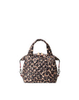 Leopard print handbag on a white background