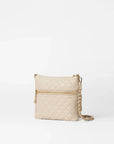Backside of MZ Wallace Downtown Crosby Crossbody Buff Crossbody in front of white background
