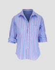 Barry Tailored Button Up Shirt Blue/Red/White Stripe Tops - Button Down Frank & Eileen