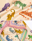 Neon Tigers Large Silk Scarf Pink/Green Scarves Lost Pattern NYC