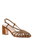 Priscilla Lattice Heeled Slingback Cacao/Silver Sandals - Heeled Sandals Loeffler Randall