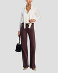 Scottie Coated Wide Leg Jean Chocolate Denim - Flare & Wide Leg L'Agence