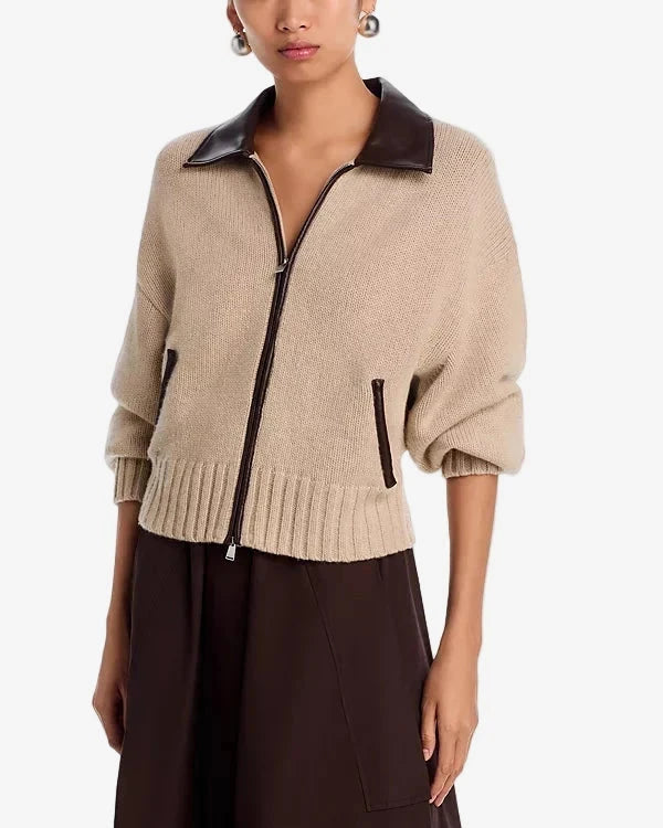 Zofia Zip Front Wool Cardigan Oatmeal – Peter Kate