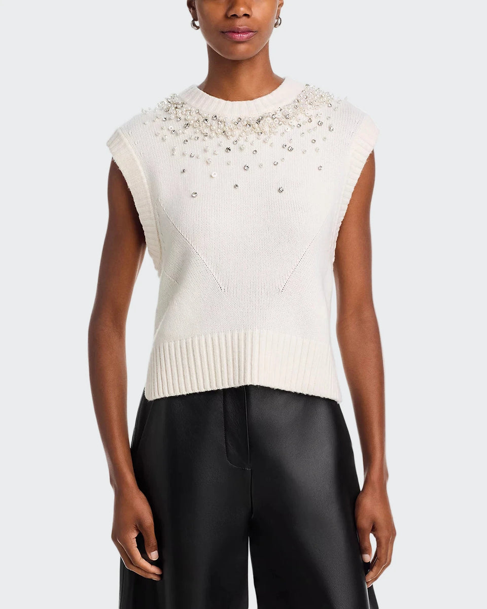 Candra Wool-Blend Sweater Vest Ivory – Peter Kate
