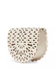 McCall Laser Cut Leather Saddle Cream Crossbody Simkhai