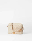 Backside of MZ Wallace Small Metro Camera Bag Buff Crossbody in front of white background