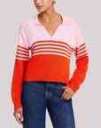 Jules Knit Polo Lobster Stripe Sweater - V-Neck Simkhai