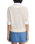 Esme Pointelle Knit Top Cream Sweater - V-Neck Tanya Taylor