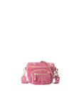 Pink crossbody bag on a white background