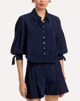 Finch Top Navy Tops - Blouses Cinq A Sept