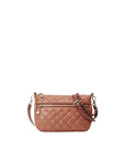 front view of the mz wallace Crosby Ella Crossbody Terracotta on a grey background