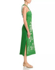 Palm Tree Embroidery Sleeveless Midi Dress Green Dresses - Midi Farm Rio