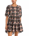 Porcelain Birds Mini Dress Black Dresses - Short Farm Rio