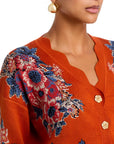 Victoria Knit Cardigan Floral Terracotta