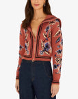 Floral Beauty Tapestry Knit Cardigan Blush Pink Sweater - Cardigans Farm Rio