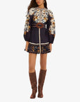 Golden Nature Belted Mini Dress Navy Blue Dresses - Midi Farm Rio