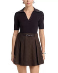 Solvane Short Sleeve Mini Dress Dark Chocolate Multi Dresses - Short Simkhai