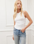 Side Shirred Tank White Top - Tanks Fifteen Twenty