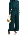 Roni Satin Pant Dark Spruce Pants - Trousers Simkhai