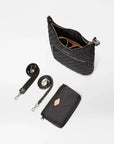 MZ Wallace Crosby Sienna Black Hobo & Shoulder bag with toiletry bag and two straps.